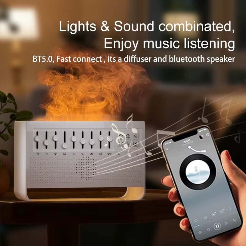 8 White Noise Combination Flame Air Diffuser Humidifier