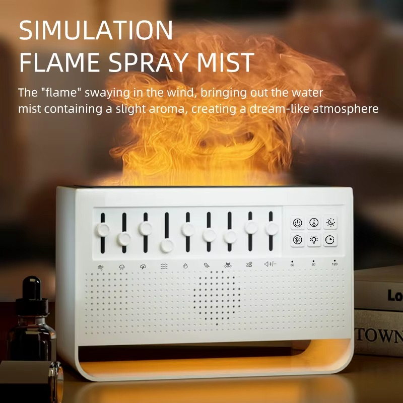 8 White Noise Combination Flame Air Diffuser Humidifier